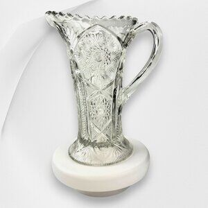 Cambridge Snowflake & Sunburst Clear Crystal Pitcher EVC No Chips EAPG